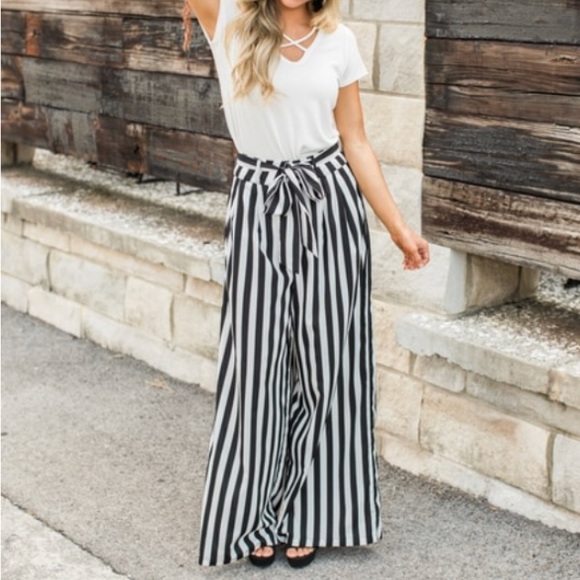 Pink Lily Boutique Pants - Pink Lily “Believe in Myself” Striped Pants
